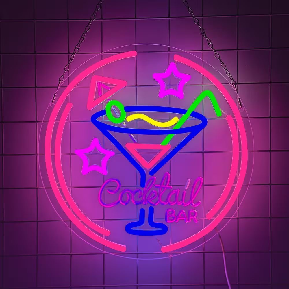 LED Neon Schild Cocktail Bar Neonlicht USB Club Drink