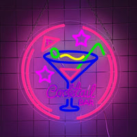 LED Neon Schild Cocktail Bar Neonlicht USB Club Drink
