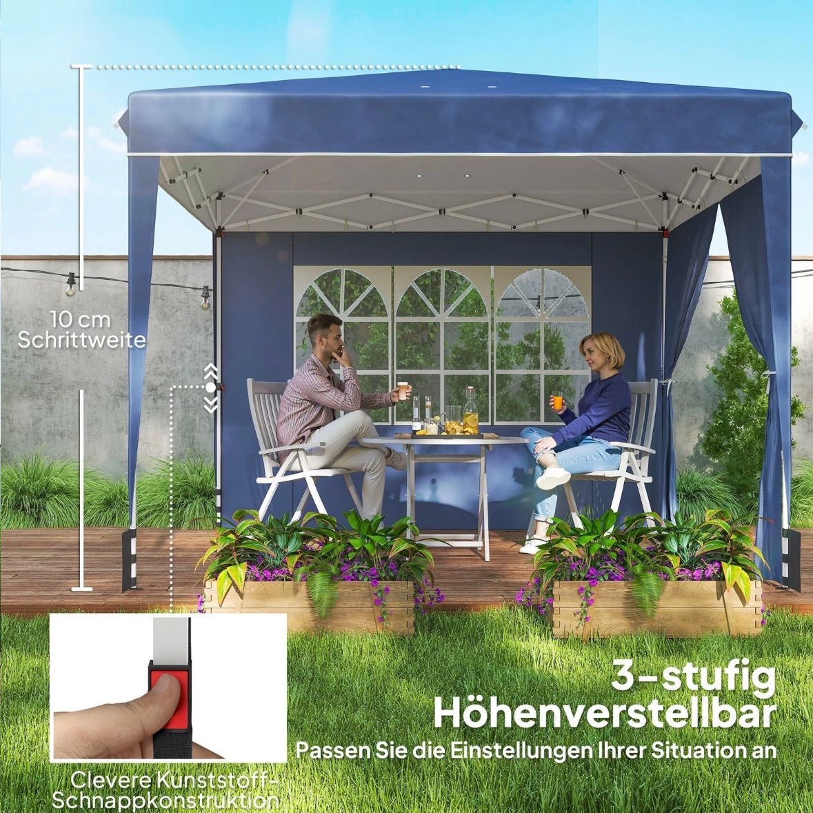 Pavillon 3x3m Pop-up Zelt Faltpavillon Pavillon Überdachung