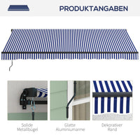 Gelenkarmmarkise Markise Handkurbel 400x300cm Sonnenmarkise