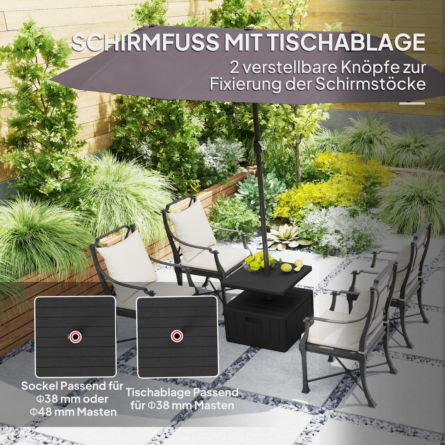 Terrassenschirmstaender Gartenschirmstaender Tischplatte Schirmbasis Kunststoff