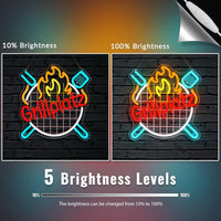 LED Neon Schild Grillplatz Grillen Neonlicht USB Zimmer