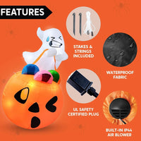 Aufblasbare Halloween Geisterdeko Süßigkeiten-Tasche Deko Geist