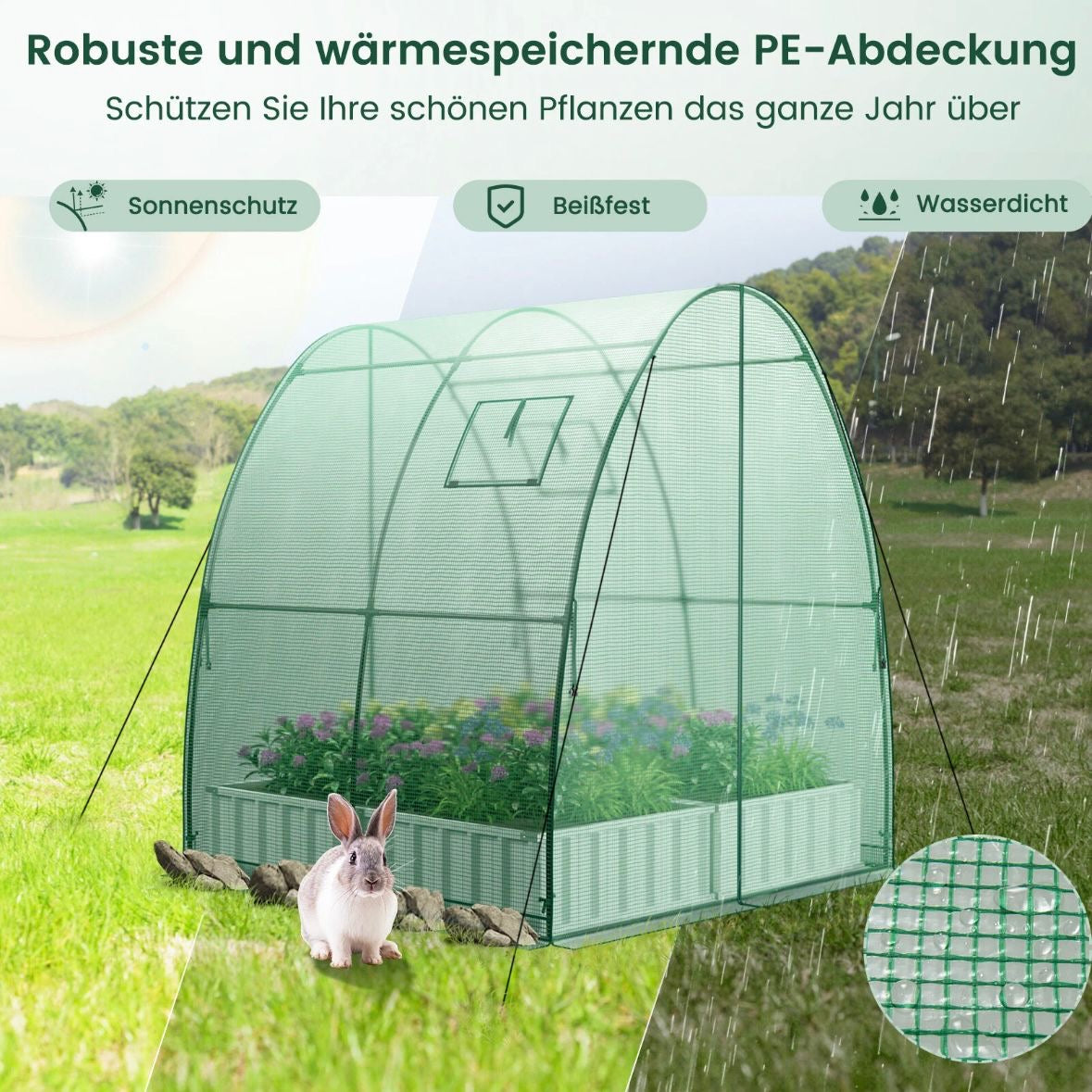 Gewächshaus Gartenhaus Treibhaus Foliengewächshaus 181x181x200cm Garten