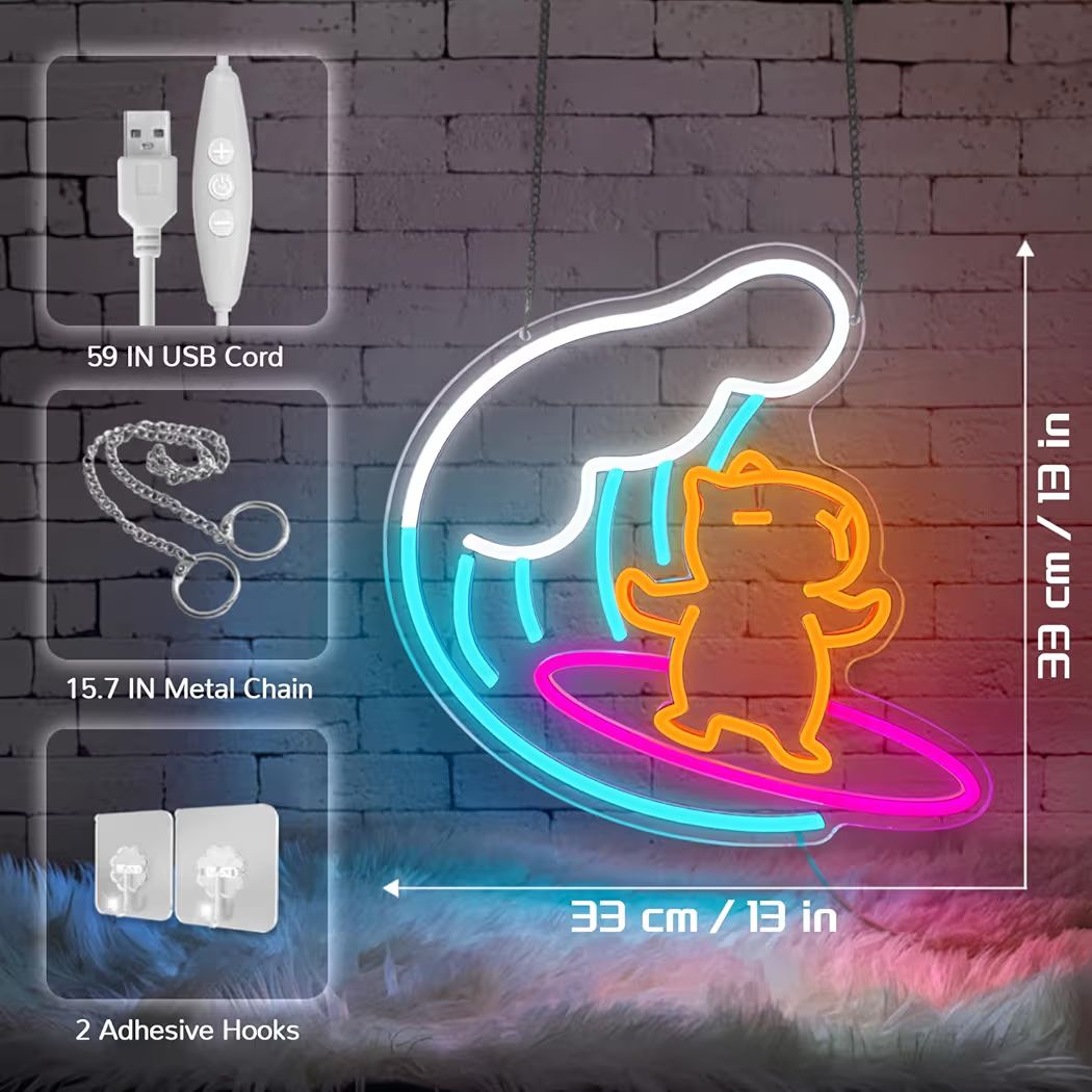 LED Neon Schild Capybara Tier Neonlicht USB Zimmer