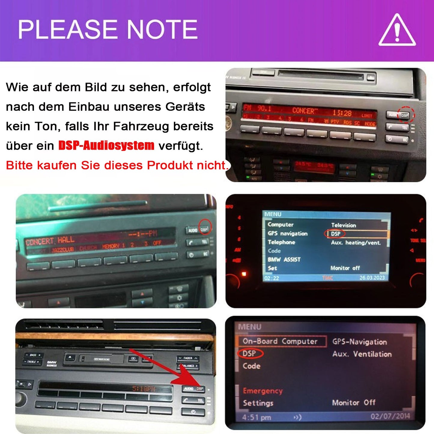 Autoradio 7 Zoll Android 14 CarPlay GPS Navi Touchscreen 2 +32GB 2DIN E90 E91