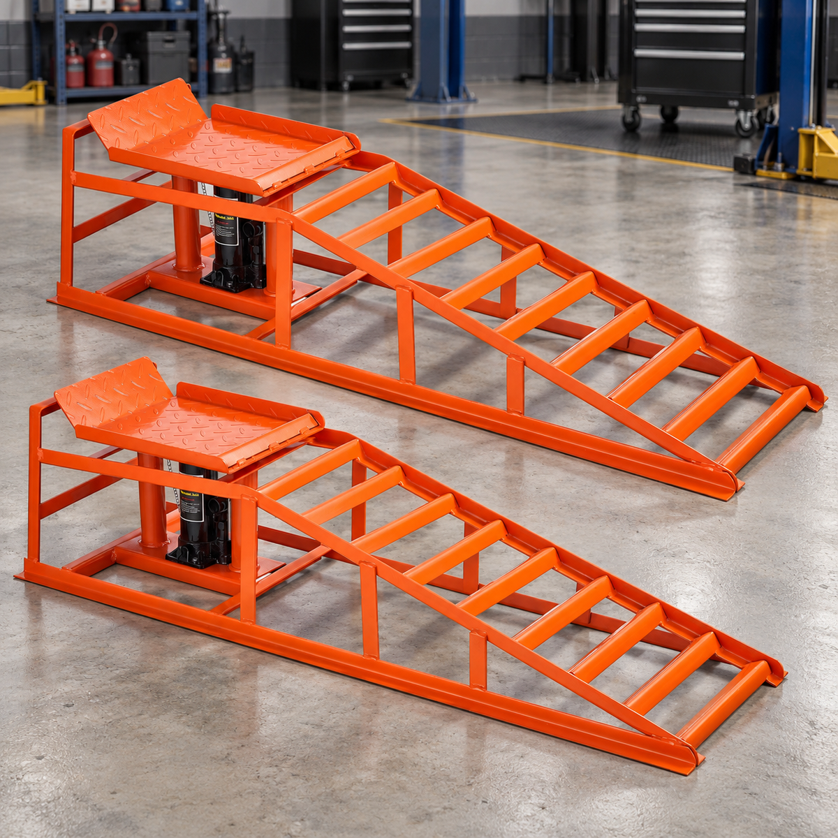 2x Hydraulische Autorampen Servicerampen Autoreparatur 27-36cm Stahl