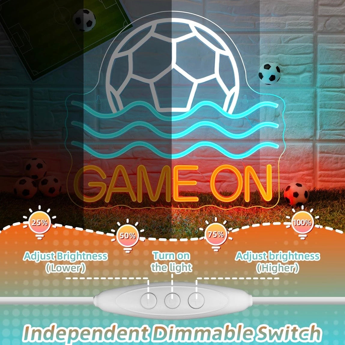 Fußball Neon Schild Wanddeko LED Schild Schlafzimmer