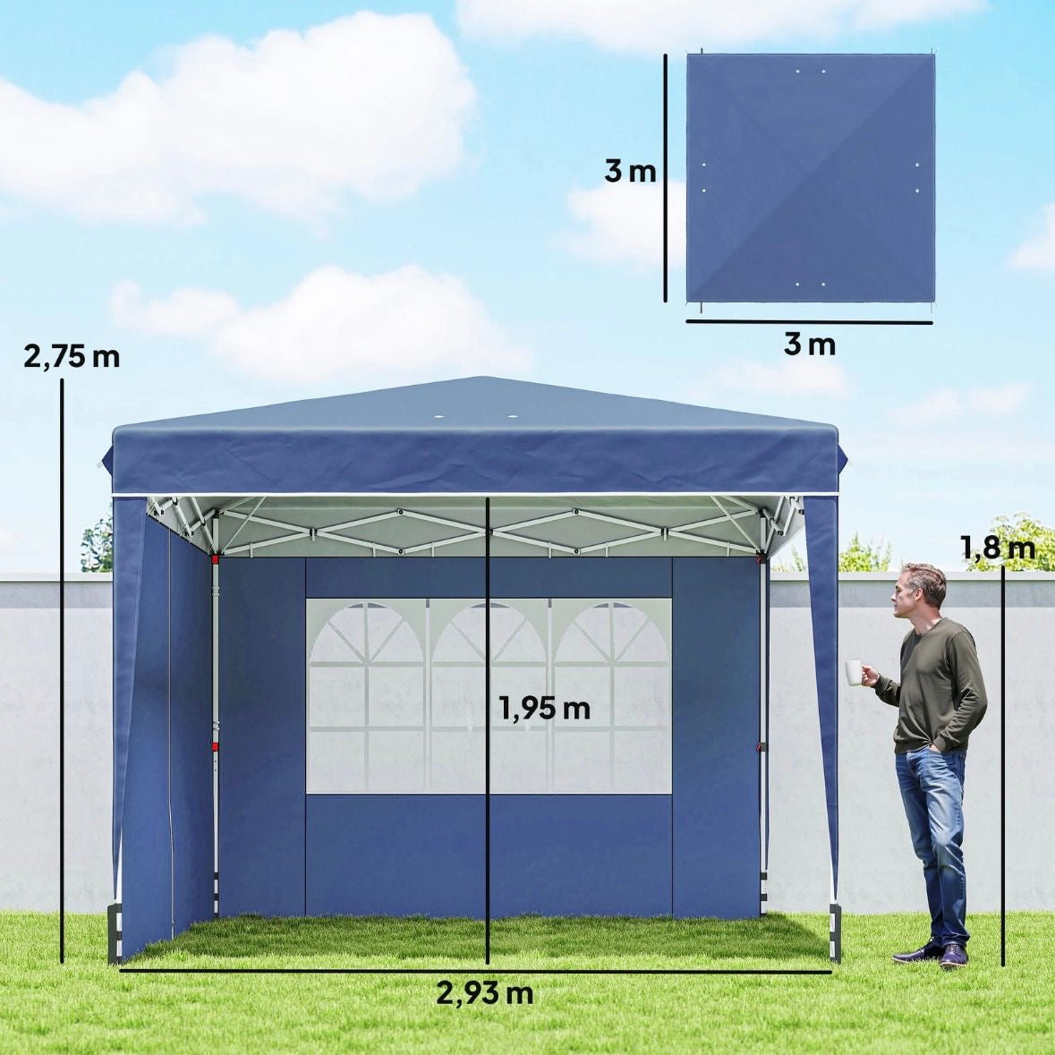 Pavillon 3x3m Pop-up Zelt Faltpavillon Pavillon Überdachung