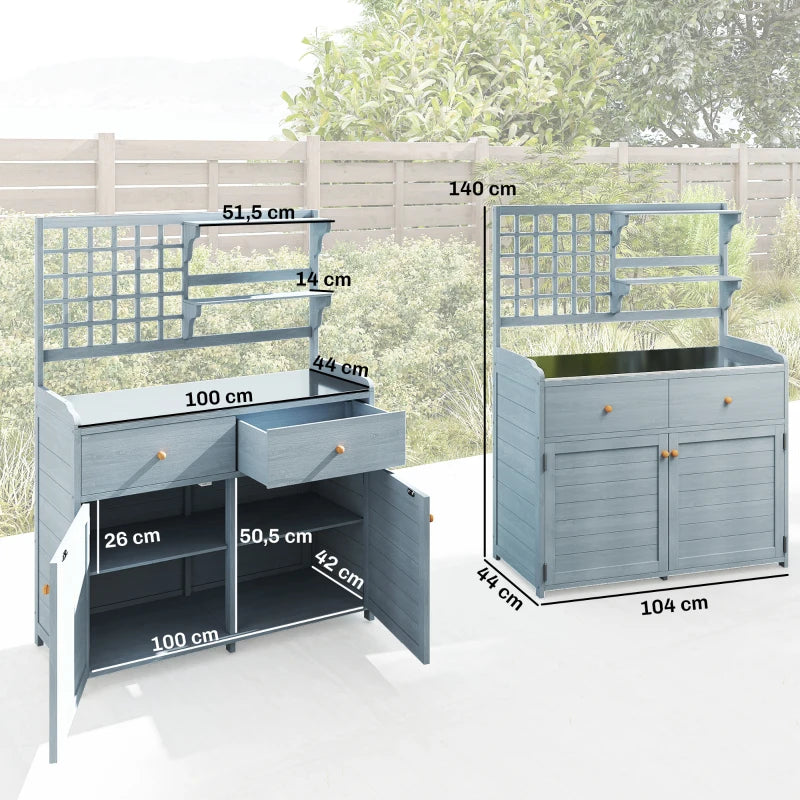 Pflanztisch Unterschrank Gartenschrank Arbeitsplatte 2 Schubladen