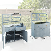 Pflanztisch Unterschrank Gartenschrank Arbeitsplatte 2 Schubladen