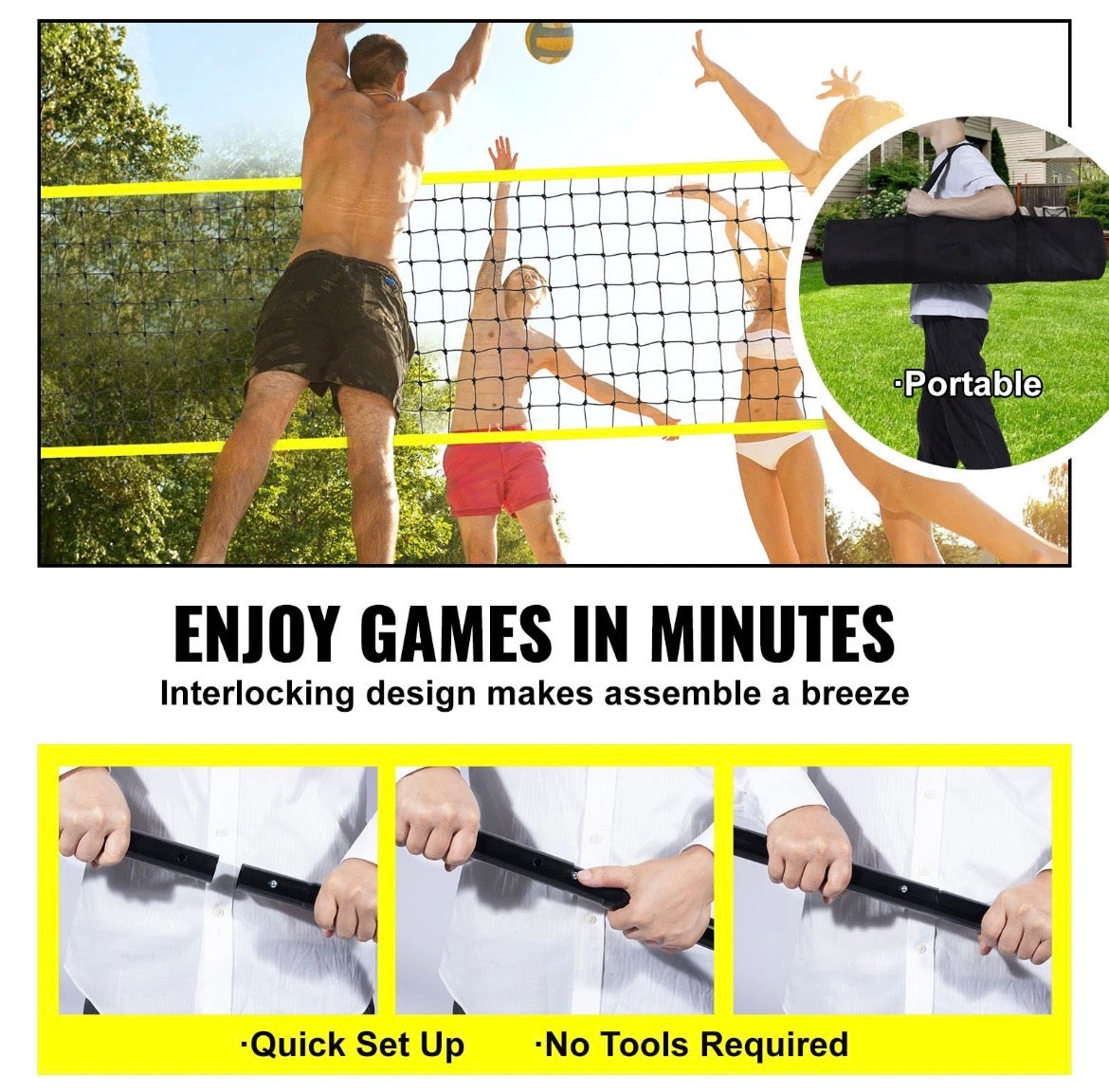 Volleyballset Netz Tragbar Volleyballnetz Outdoor