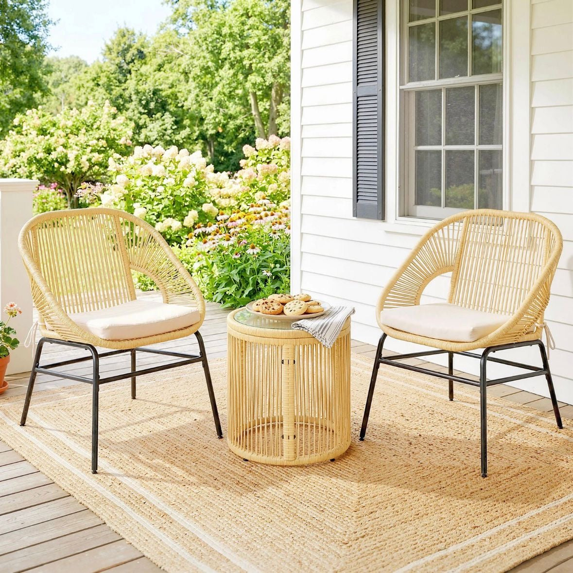 3tlg Rattan Bistroset Gartenmöbel Set 2 Gartenstühle Möbelset