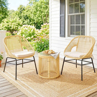 3tlg Rattan Bistroset Gartenmöbel Set 2 Gartenstühle Möbelset