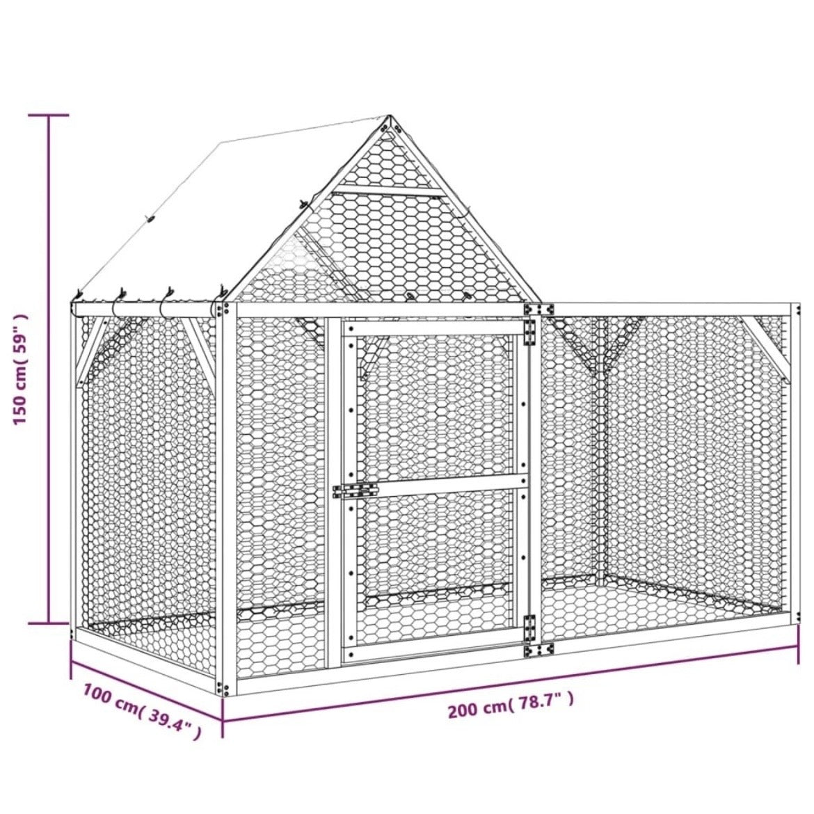 Hühnerkäfig Hühnerstall Gehege Outdoor Stall 200×100×150cm