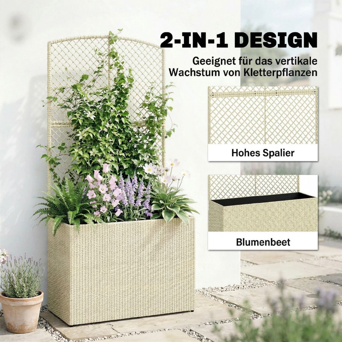 Hochbeet Rattan Optik Pflanzkasten Pflanzbeet Gartenbeet Gartenpflege