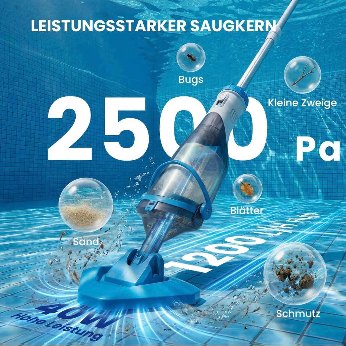 Akku Poolsauger Kabellos Pool Bodensauger Sauger