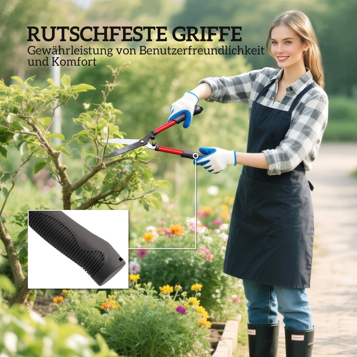 Heckenschere Set 3-teilig Gartenschere Astschere Stahlklinge