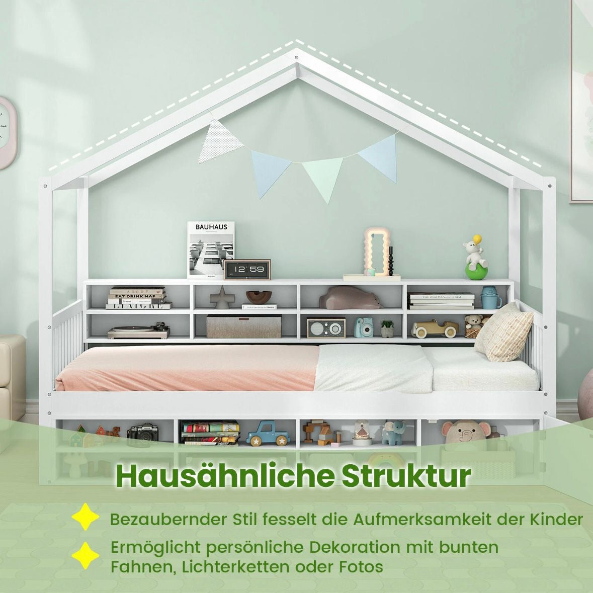 Hausbett Kinderbett 90x200cm Kinderzimmer Bett Doppelbett