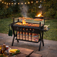 Holzkohlegrill Würzregalen Grillwagen Campinggrill BBQ Edelstahl Grill