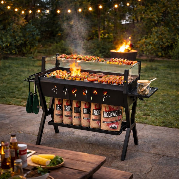 Holzkohlegrill Würzregalen Grillwagen Campinggrill BBQ Edelstahl Grill