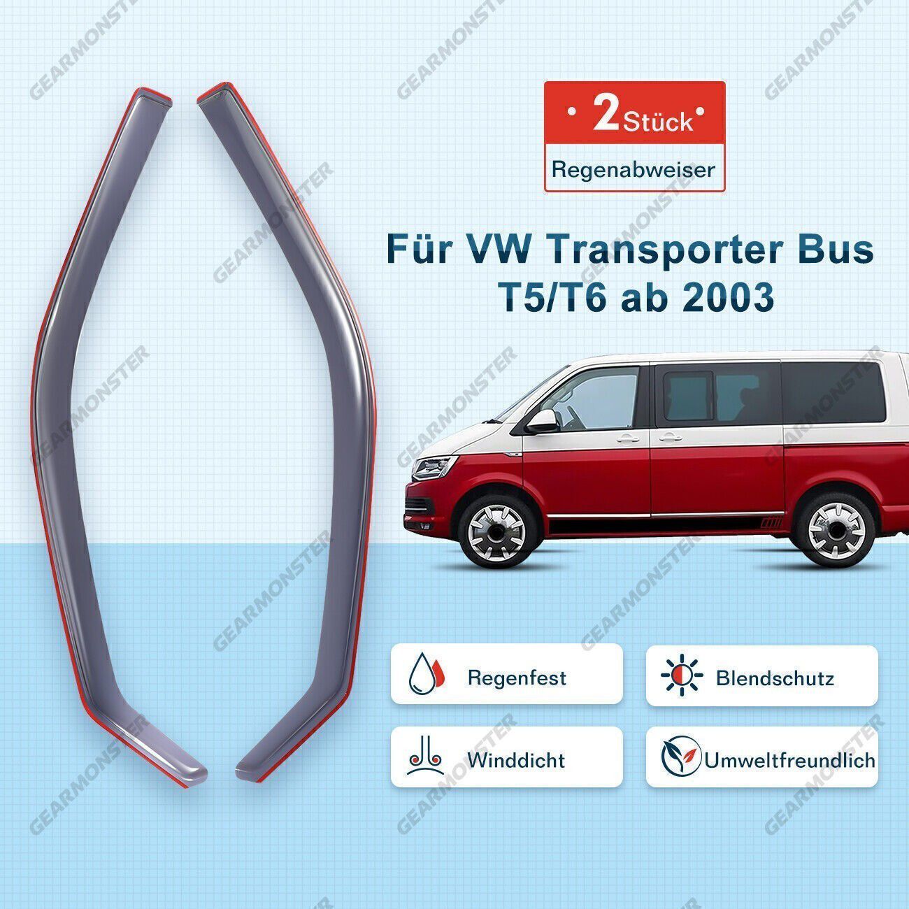Windabweiser Regenabweiser Set Vorne Links Rechts Bus T5 T6 2003-2021