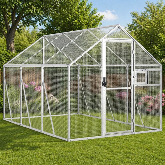Alu Voliere Vogelkäfig Vogelvoliere Freilaufgehege Vogelhaus 179×300×185cm
