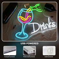 LED Neon Schild Drinks Cocktail Bar Neonlicht USB Club