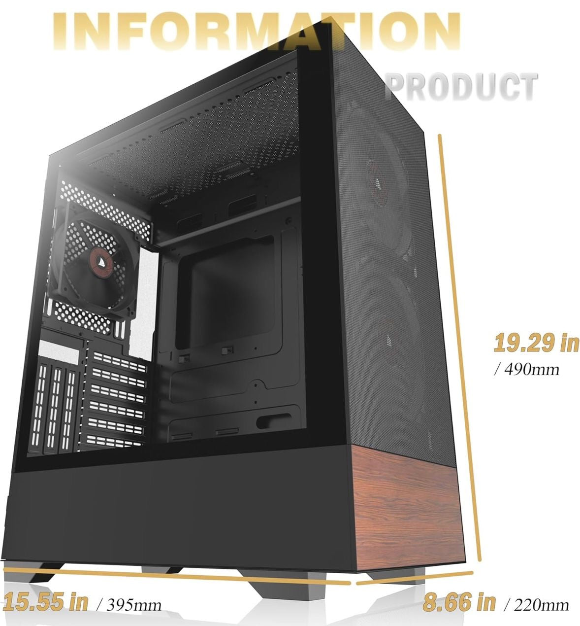 H3 ATX Gaming PC Gehäuse Temperglas Computer