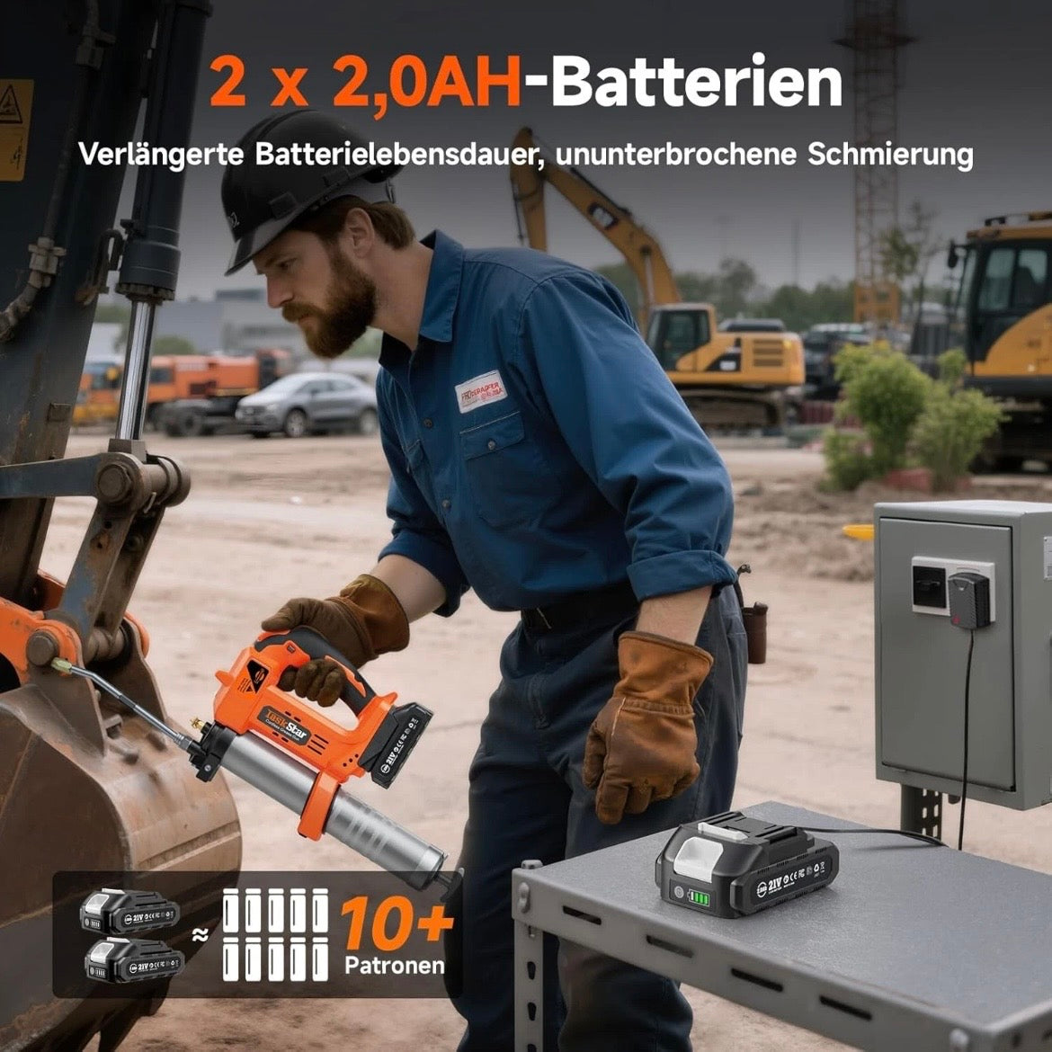 Akku Fettpresse Elektrisch Presse Werkstatt Kfz Bagger 18V