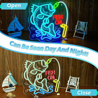 LED Neon Schild Fish On Wanddeko Dekoration Beleuchtung