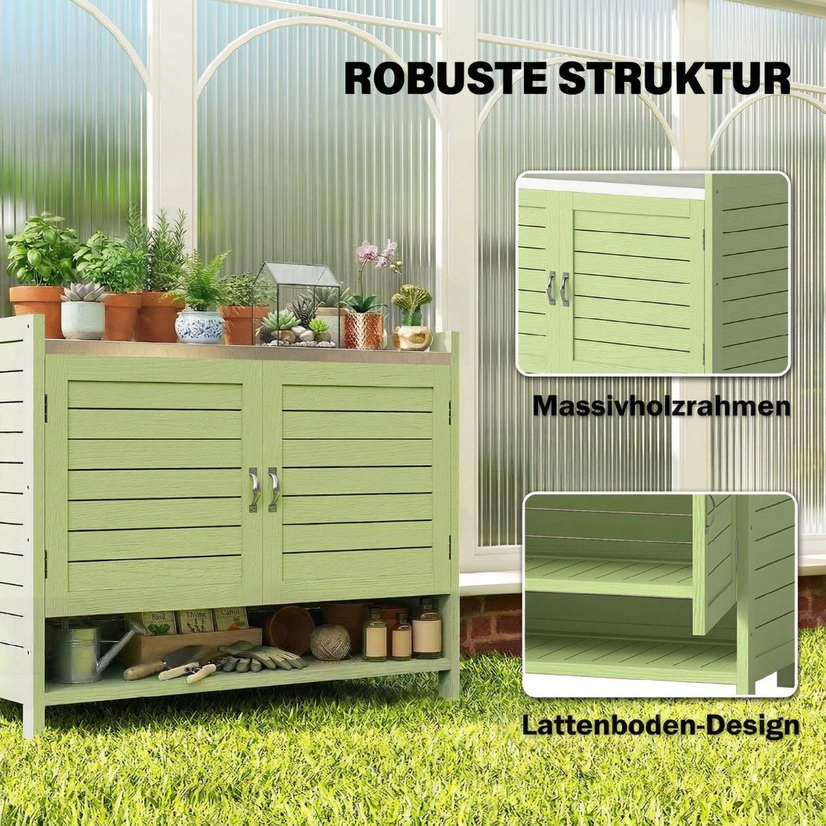 Pflanztisch Unterschrank Gartenschrank Arbeitsplatte Terrassenschrank