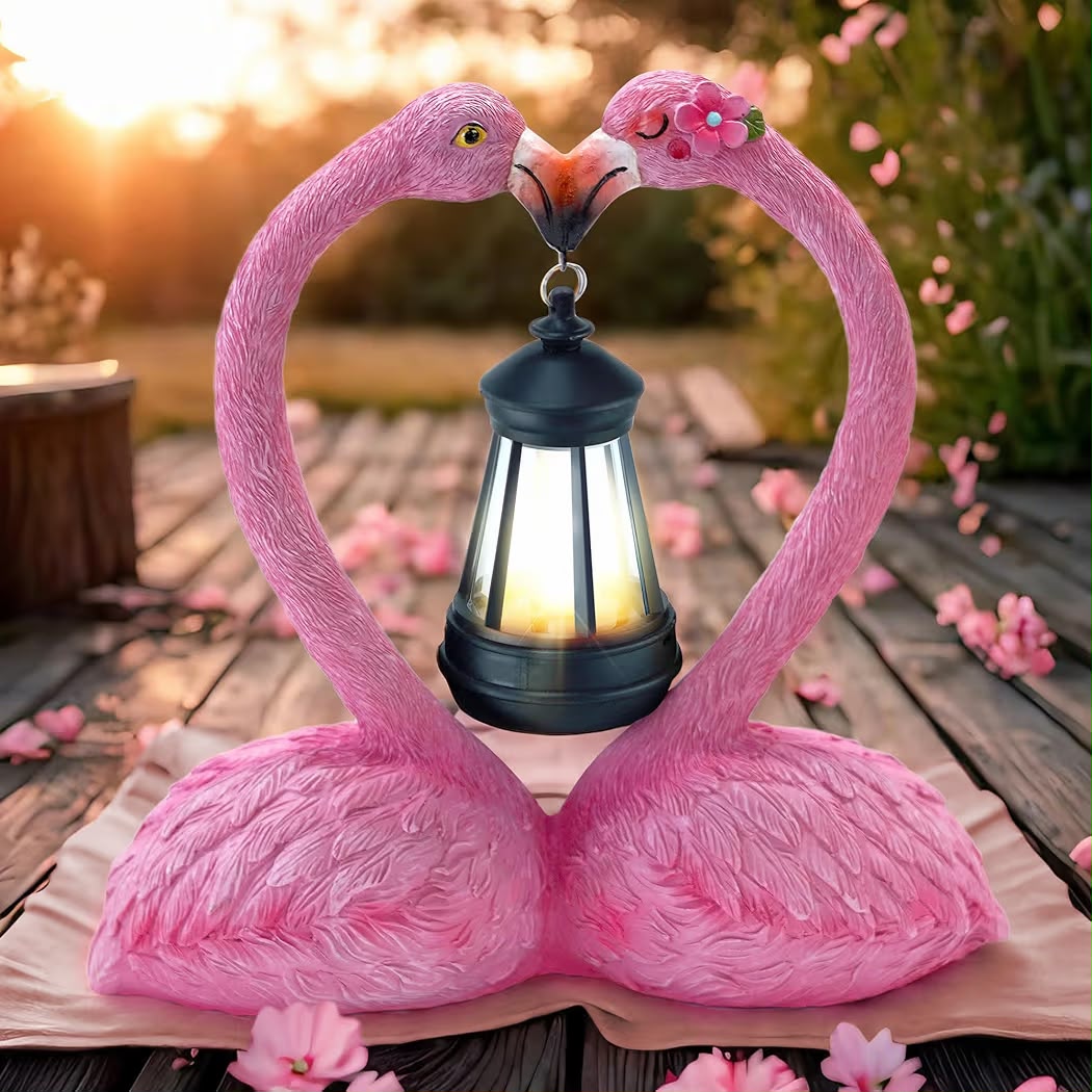 Solar Flamingo Gartenfiguren Herzförmig Flamingo Deko