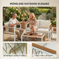 4x Gartenmöbel Set Polyrattan Lounge-Set mit Zweisitzer 2 Sessel