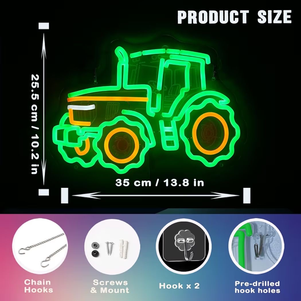 LED Neon Schild Traktor Schlepper USB