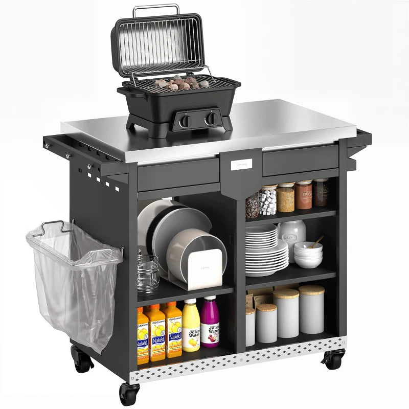 Grillwagen Grilltisch Arbeitsfläche Schrank Grill Outdoor