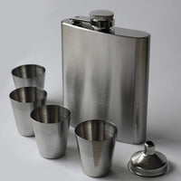 6tlg Flachmann Edelstahl Set 240ml Becher Trichter Geschenkbox