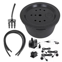 Edelstahl Springbrunnen eckig LED 3 Säulenbrunnen Gartenbrunnen