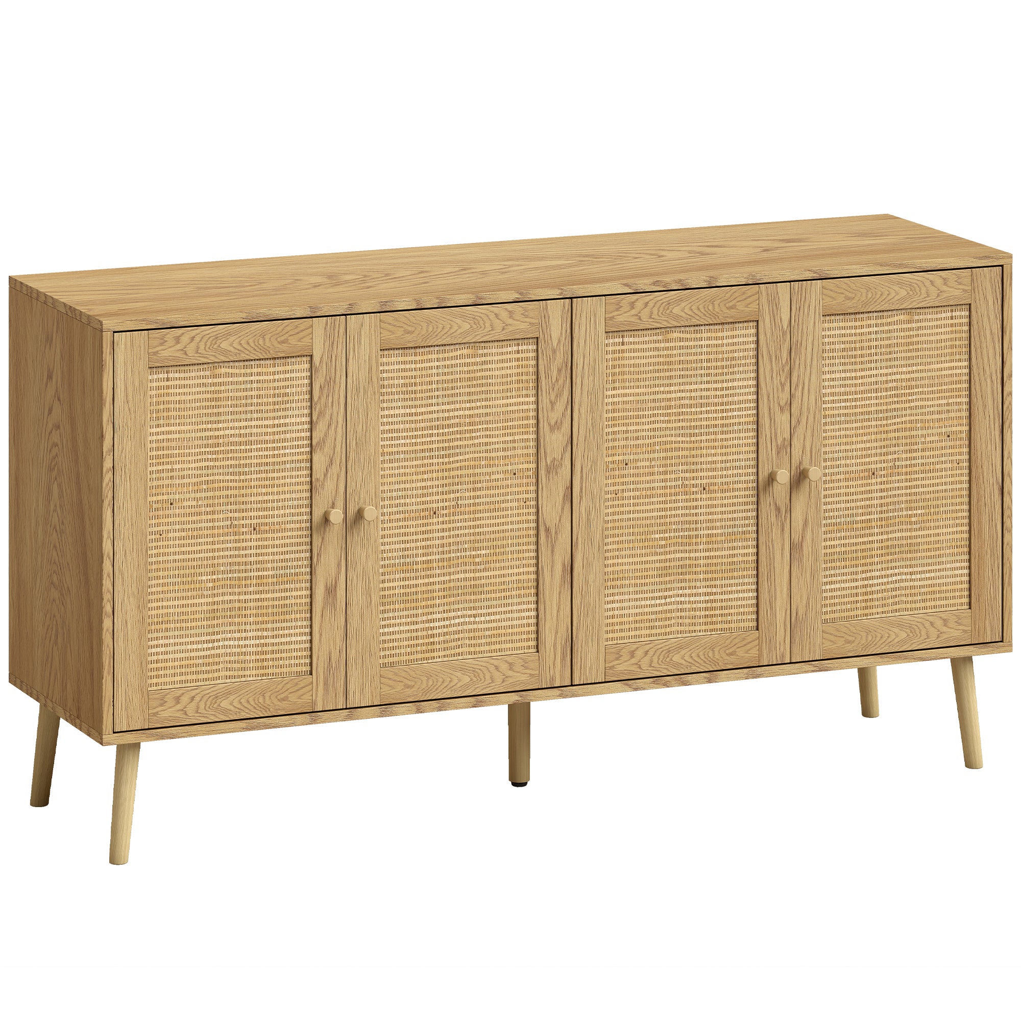 Rattan Sideboard 4 Türen Küchenbuffet Kommode Möbel