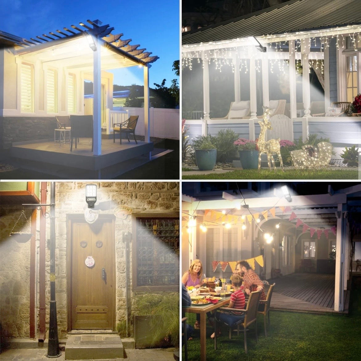 4x COB Solarleuchte Bewegungsmelder Solarlampe Strahler Licht Fluter