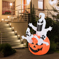 Halloween Aufblasbarer Kürbis Geist Gespenst Deko Figur LED 120x120x180cm