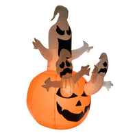Halloween Aufblasbarer Kürbis Geist Gespenst Deko Figur LED 120x120x180cm
