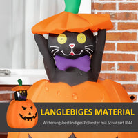 Halloween Selbstaufblasender Kürbis LED Outdoor Katze Deko
