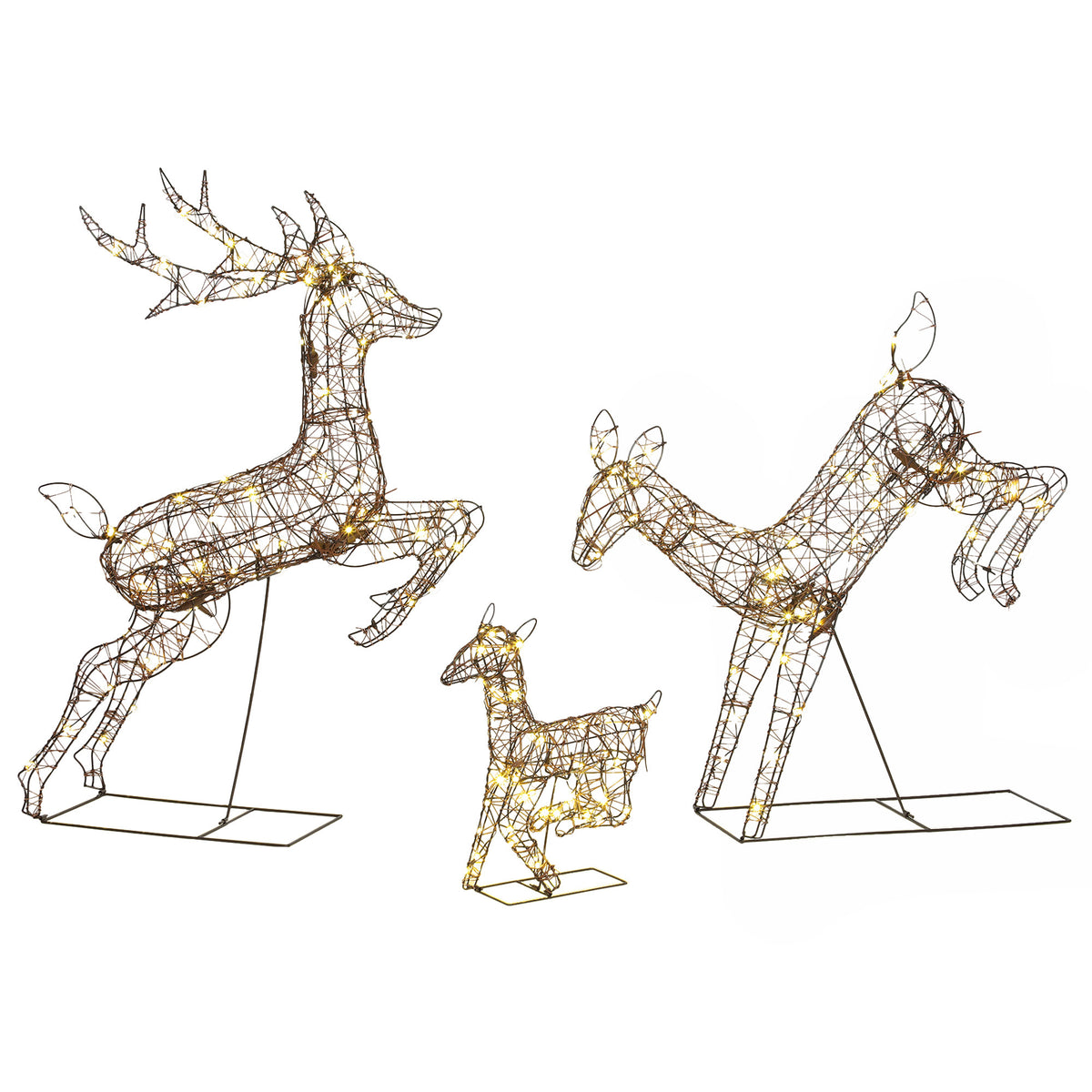 3-teiliges Beleuchtetes Rentier-Set Weihnachtsdekoration Rentierfamilie