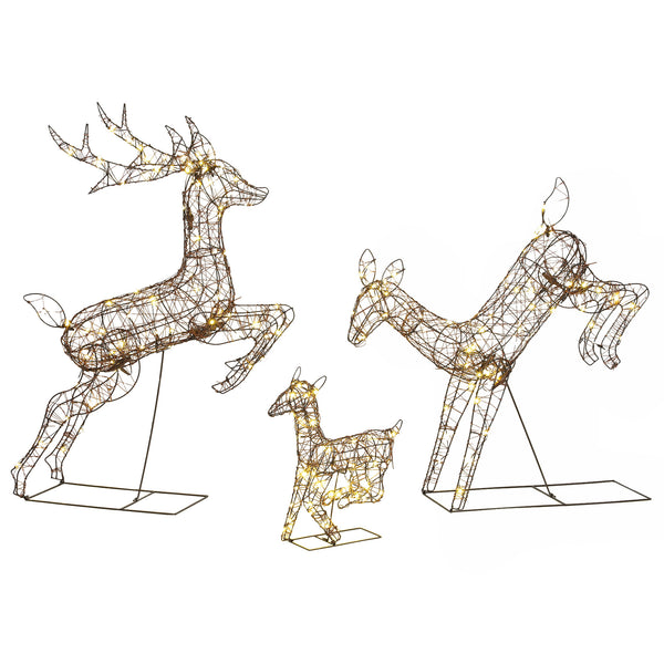 3-teiliges Beleuchtetes Rentier-Set Weihnachtsdekoration Rentierfamilie