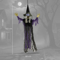 Halloween Dekoration Hängende Hexe LED-Lichter Sound Verstellbare Arme