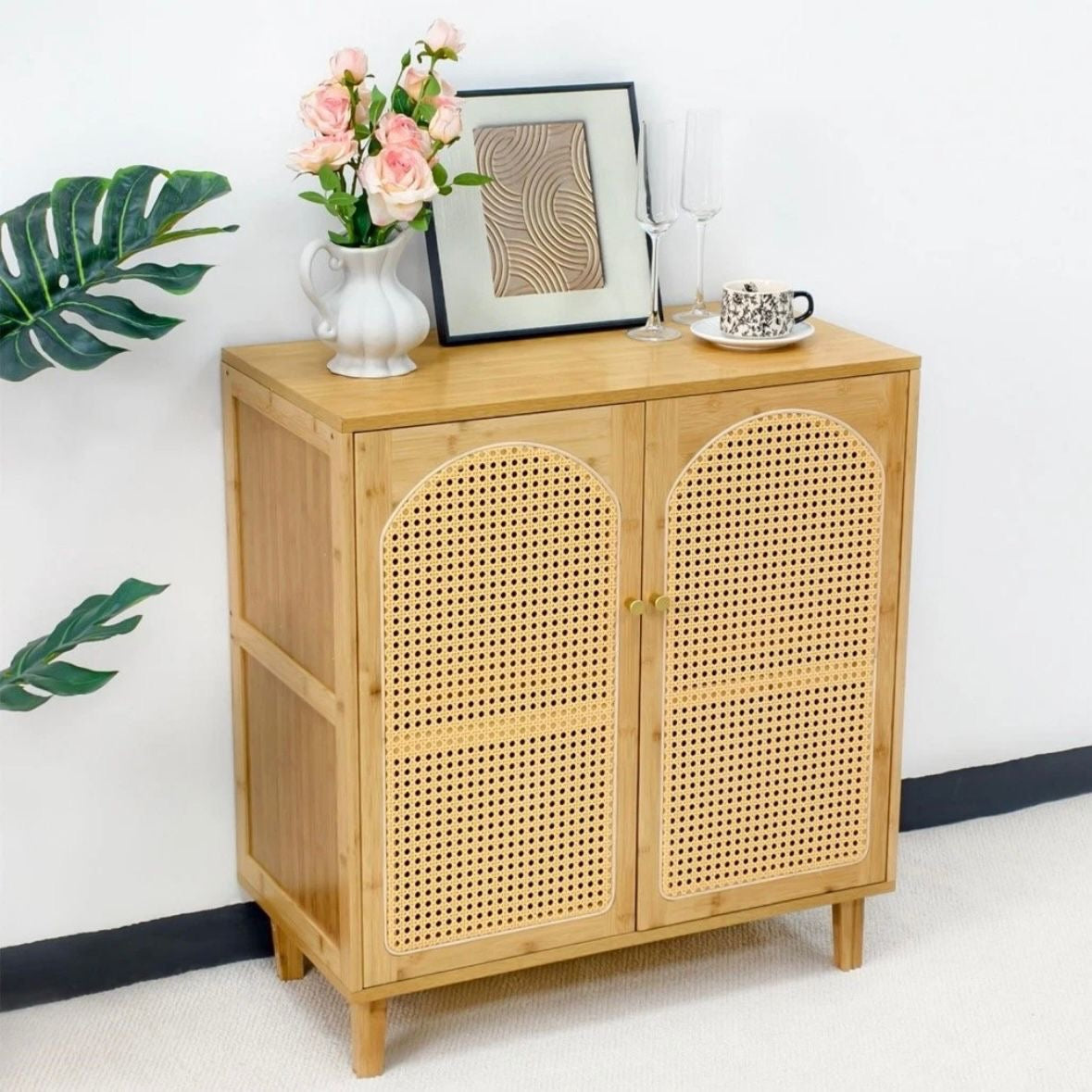 Sideboard Kommode Anrichte Schrank Wohnzimmerschrank Bambus