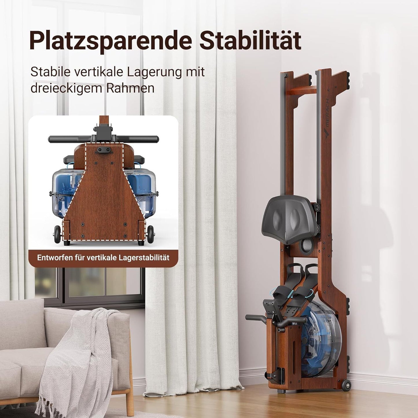 Wasser Rudergerät Massivholz Rudermaschine Fitness Home Gym Training