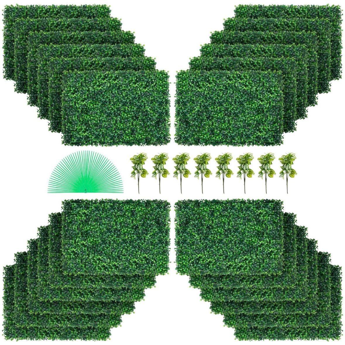 24x Künstliche Pflanzenwand Sichtschutz Hecke