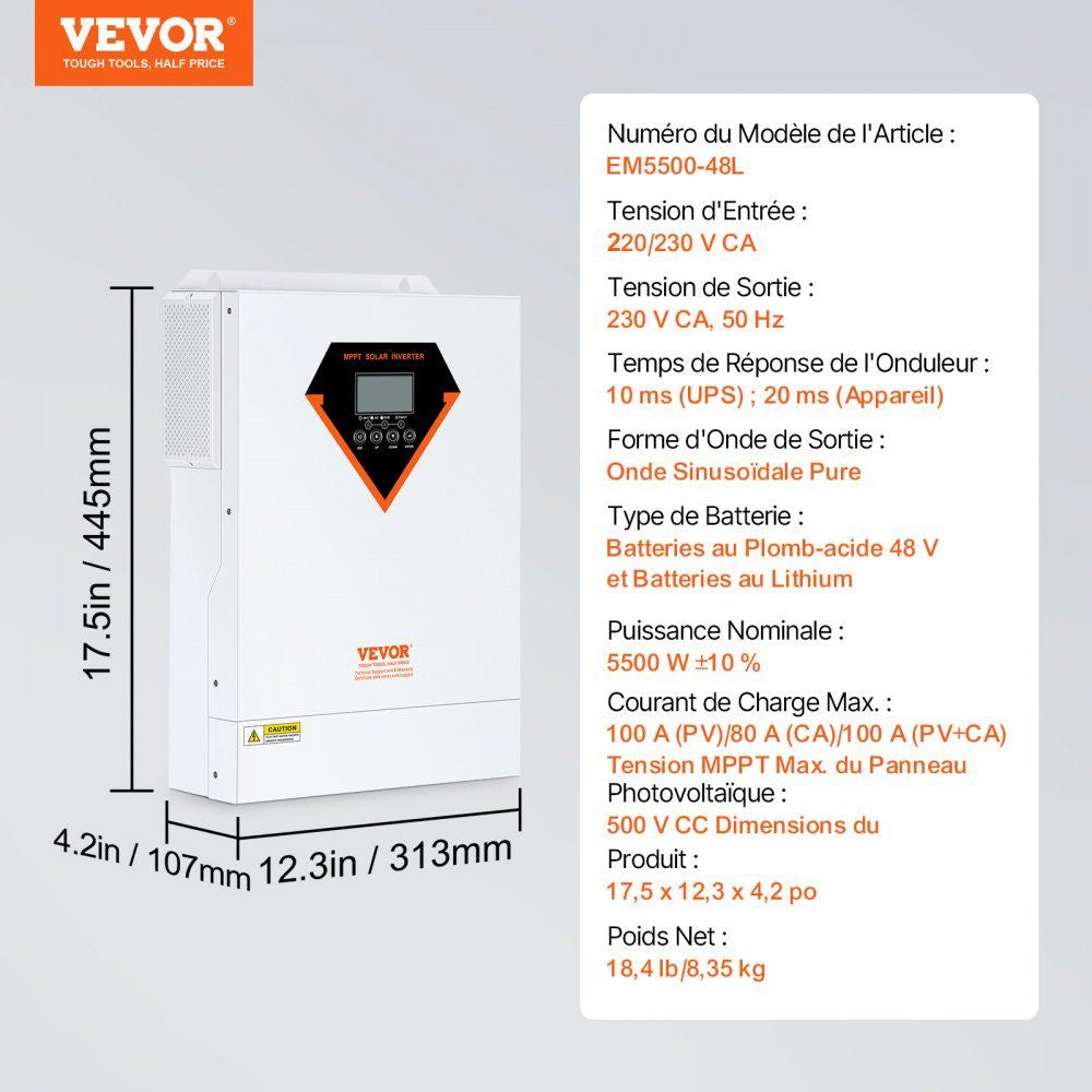 Hybrid Solar Wechselrichter 5500W 48V MPPT Inverter 
 Sinuswelle